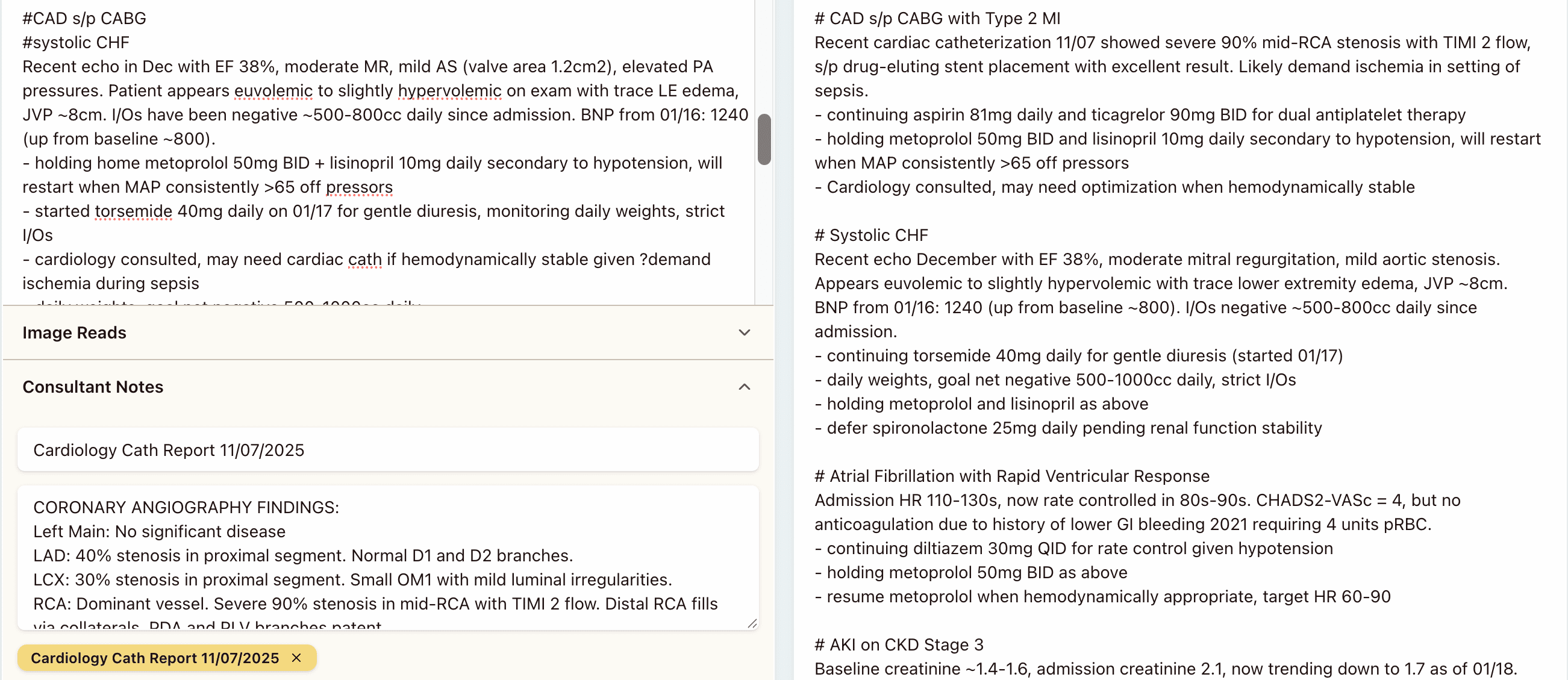 Example of attaching imaging and consult reports